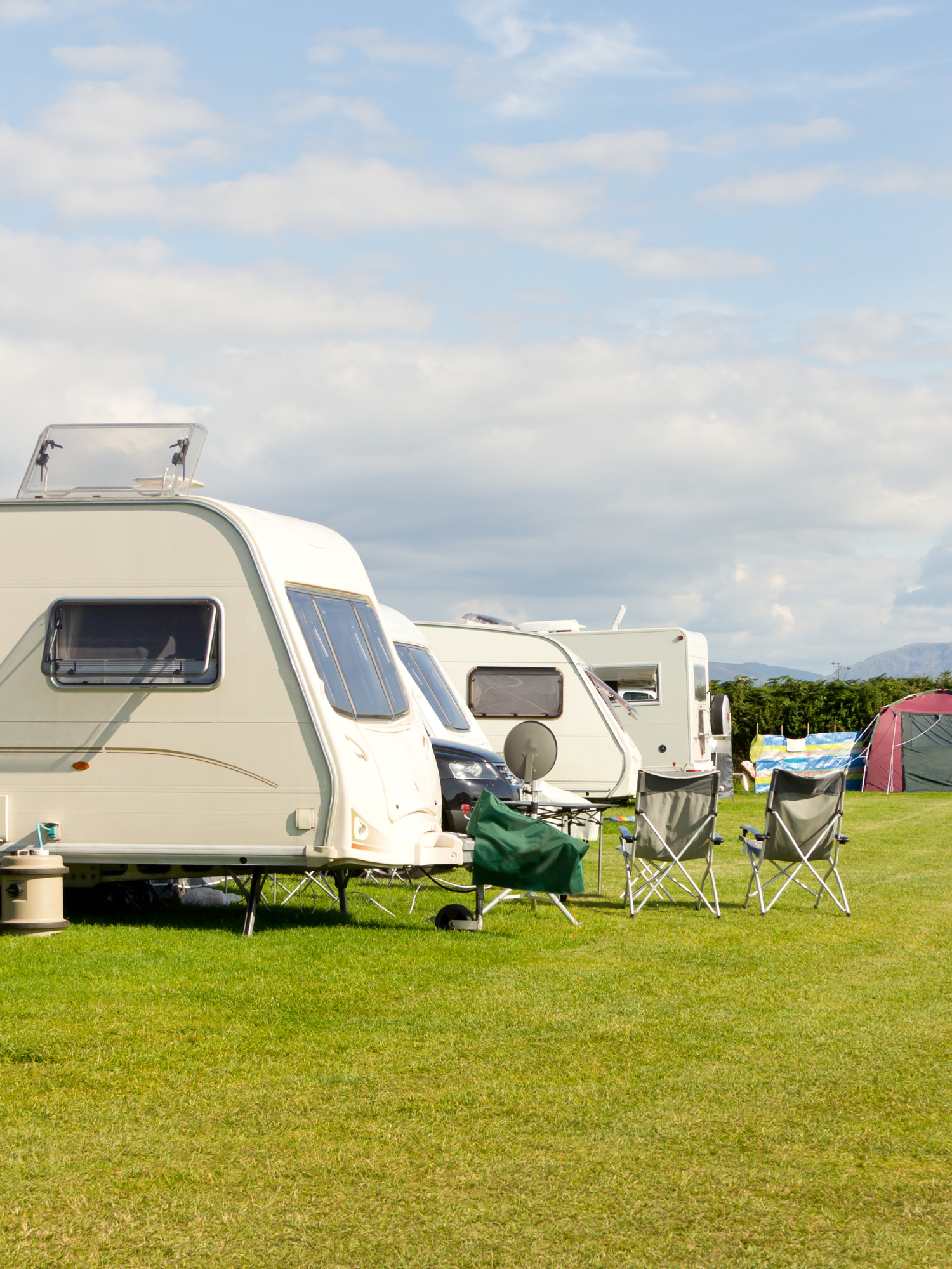 touring caravans on a field